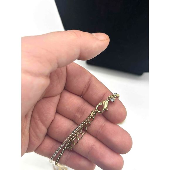 Mixed Metal Tassel Knot Necklace Womens Gold Tone Double Strand - Picture 3 of 3